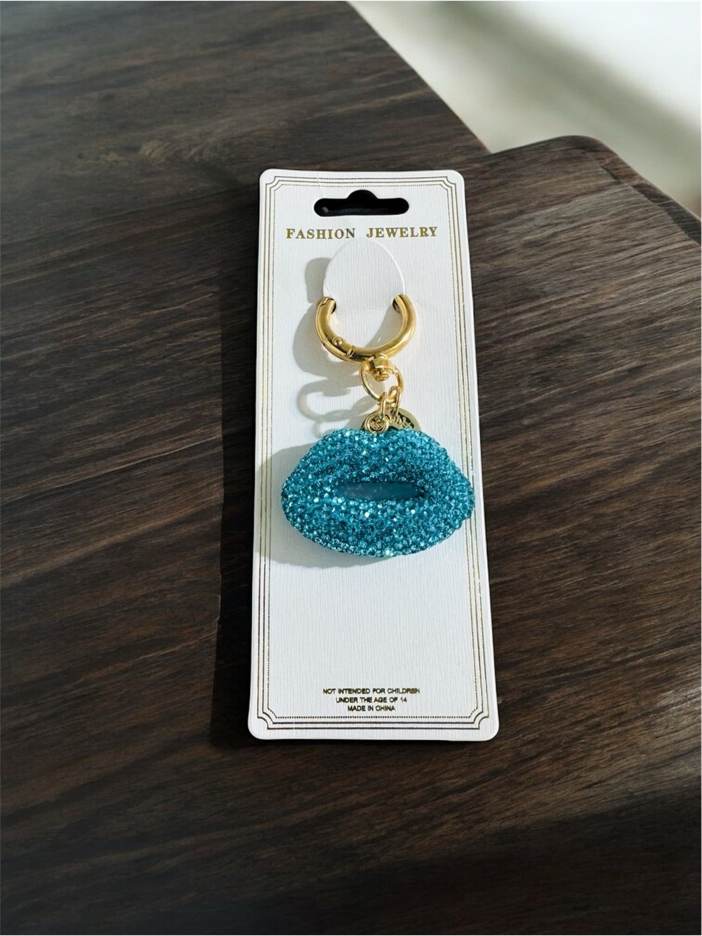 Blue Lip Crystal Bag Charm